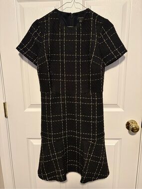 NWT Ann Taylor Petite Black Windowpane Shift Dress